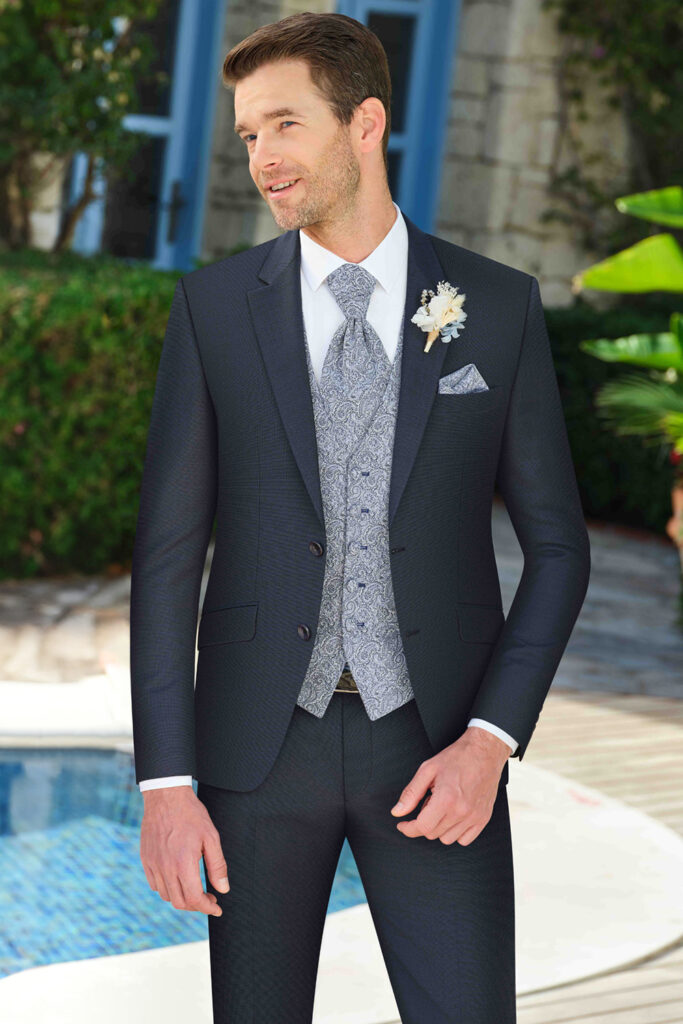 Manzetti extra slim fit dunkelblauer Hochzeitsanzug